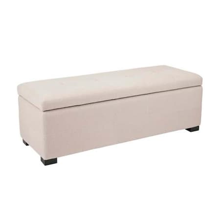 Safavieh Violet Tufted Beige Linen Large Storage Bench HUD8229L